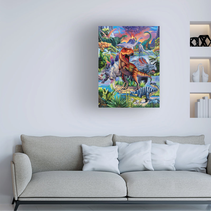 Jenny Newland «Dinosaurs», art sur toile, H 19 po x l 14 po x P 2 po