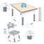 Kids Table and 4 Chairs Set, HDPE Plastic Children's Furniture with Height Adjustable, Toddler Table Set for Classroom, Nursery and Home, Easy to Clean, 120 x 60 cm-724601231
