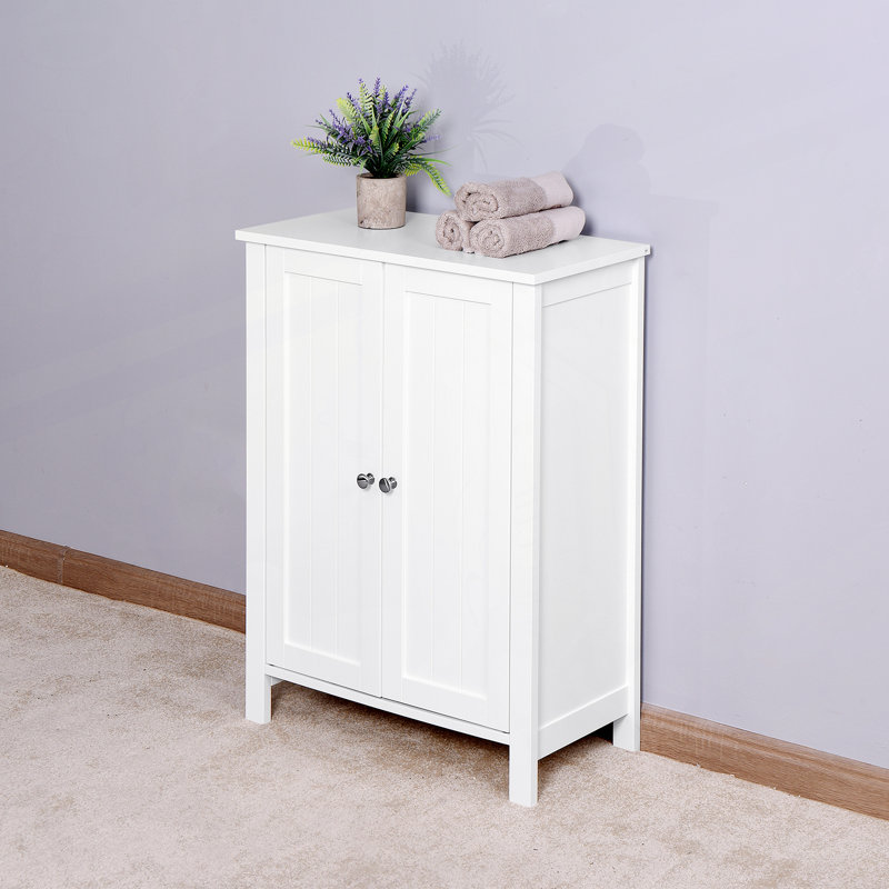 Armoire de rangement pour salle de bain avec tablette réglable à double porte, blanc