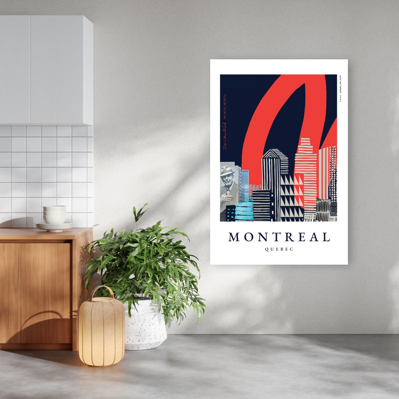 Graphic Montreal Skyline Abstract Geometric Modern Architecture City Wall Art Print 1 Piece Wrapped Canvas Wall Art