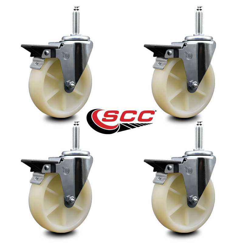 Roue pivotante sur roulettes à tige filetée de 5/8 po avec frein SCC