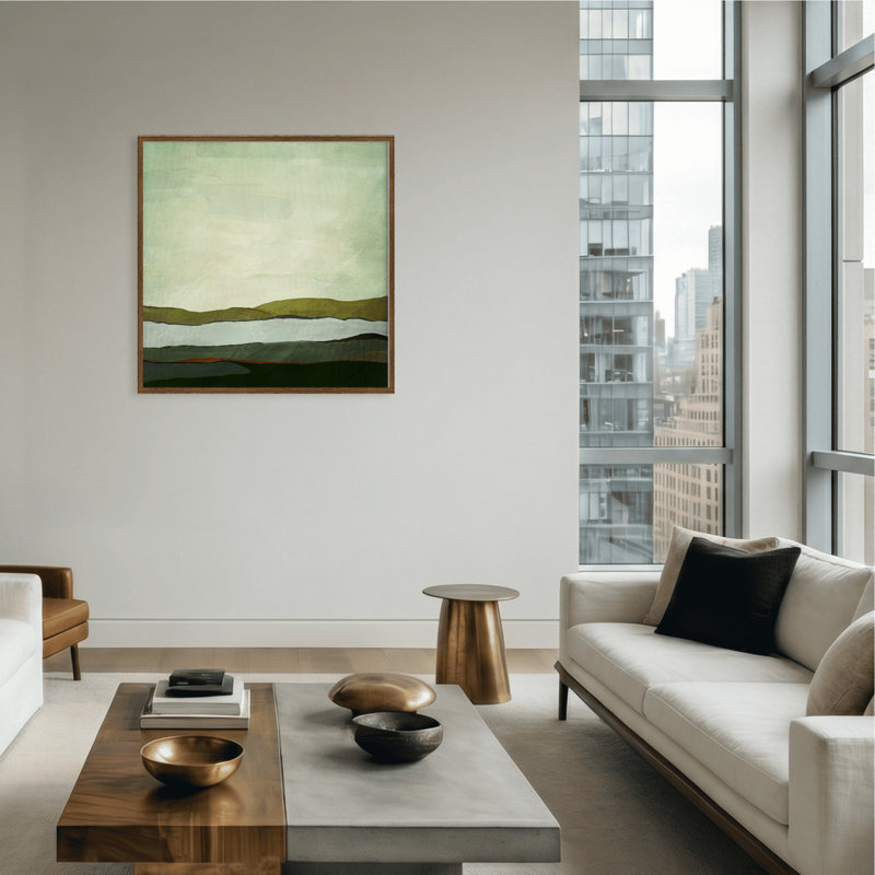 Sunset Mirage Graphic Art, 36" H x 36" W x 1.125" D, Framed Print, Brown