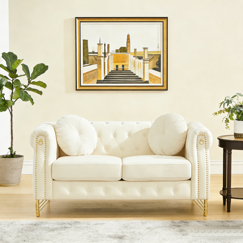 Canapé Chesterfield Velvet, Beige