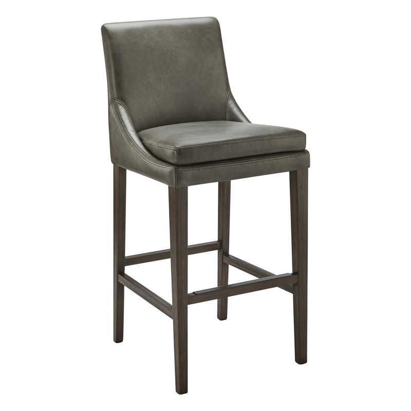 Tabouret de bar et de comptoir en cuir Niara, Similicuir chameau Copley / brun
