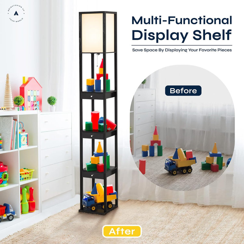 Fawnlily 72'' Black Column Floor Lamp