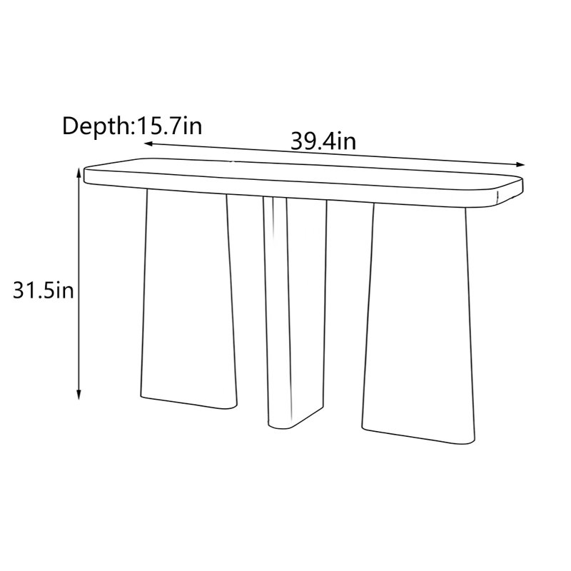 Console en bois massif de style Wabi-Sabi, H 31,5 po x l 39,4 po x P 15,7 po