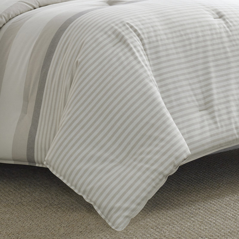Full Tan Cotton Reversible Comforter Set with Shams