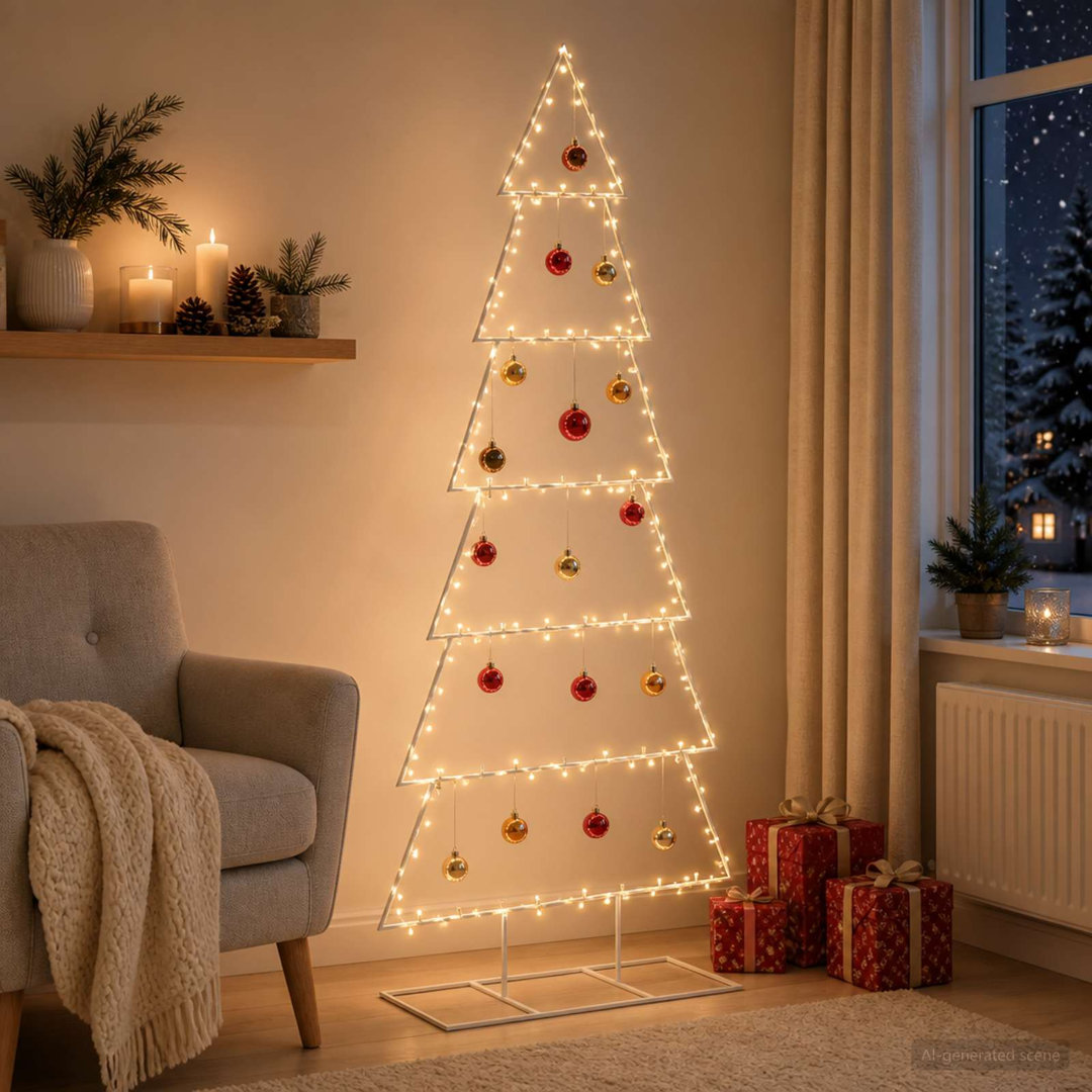 Vidaxl (White, 180 Cm) Metal Christmas Tree With Classic Stand Kuopio 210 Cm Steel - Image 3