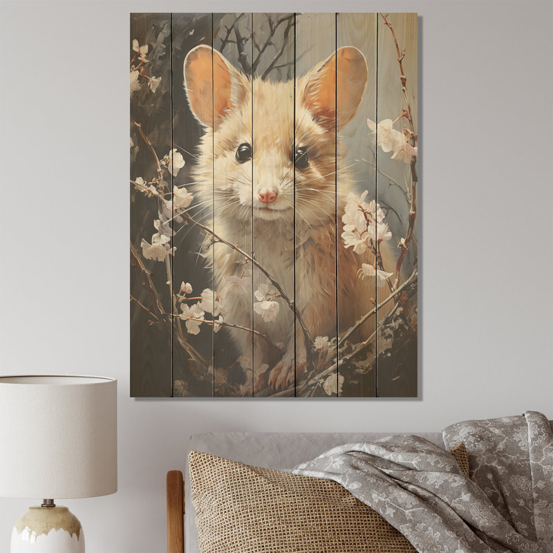 Curious Meadow Mouse - Rongeur sur bois, H 20 po x l 10 po