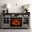 Levertis 55"W TV Media Stand w/Fireplace, KD Inserts Heater, Farmhouse Entertainment Center Console Table-440309338
