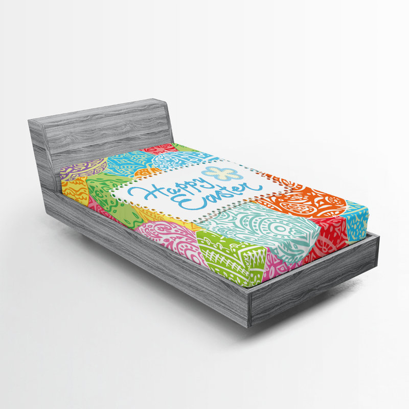 Ambesonne Easter Fitted Sheet 2-Pack Spring Holiday Multicolor, Twin Fitted Sheet