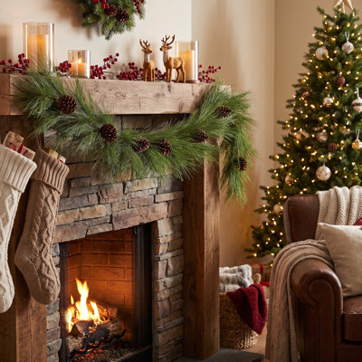 72" Horsetail Pine With Cone Garland
