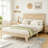 Solid Wooden Bed with Rattan Headboard-1699878002-1699878015