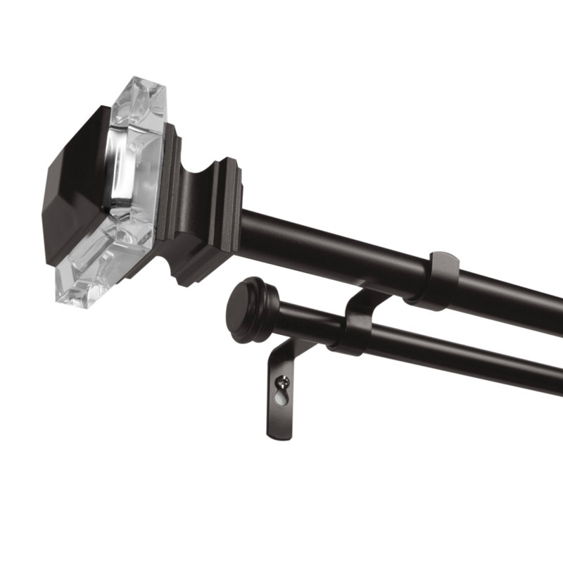 Ensemble de tringle à rideaux double et fleuron Sunnydale, H 2,75 po x l 72 po x P 2,95 po, Argenté mat