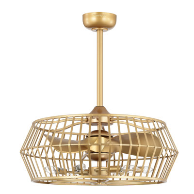 Ventilateur de plafond à cage à 3 pales de 19 po avec télécommande et ensemble d'éclairage inclus