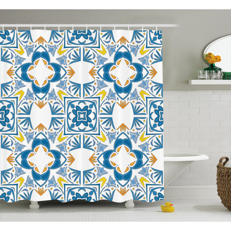 Rideau de douche simple en mosaïque tunisien décoration, H 75 po x l 69 po