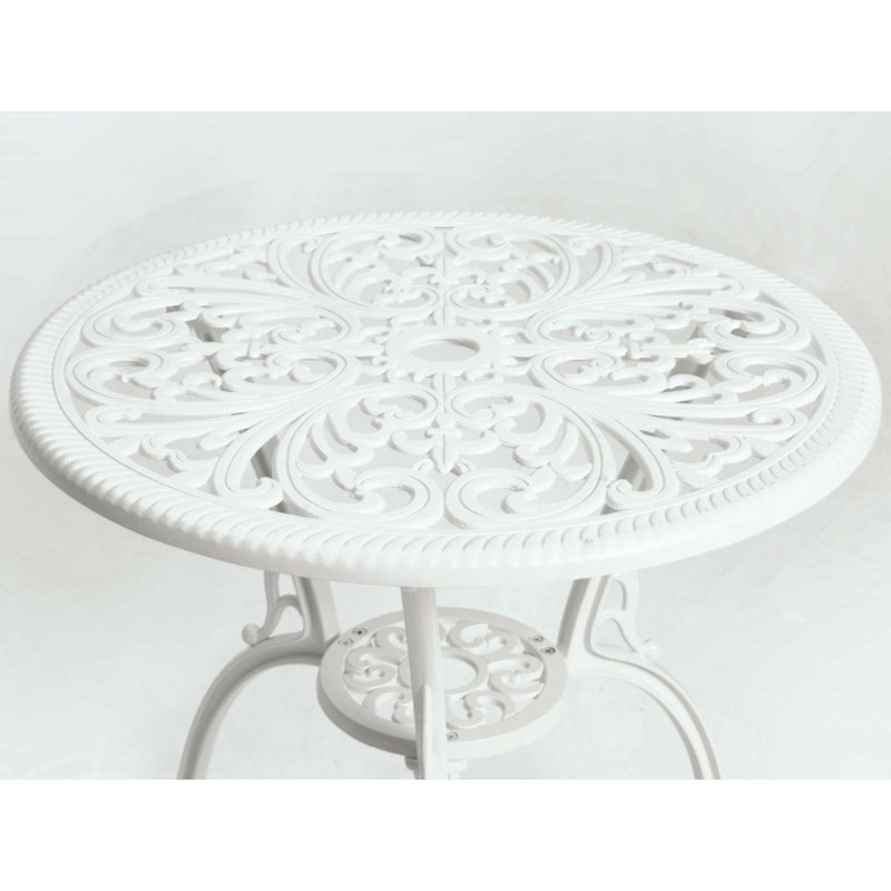Products 3-Piece Outdoor Rust-Resistant Cast Aluminum Patio Bistro Set, White