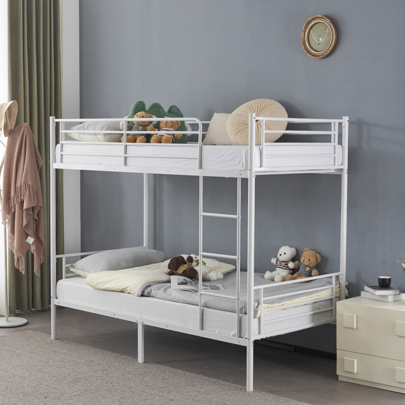 Single (3') Bunk Bed with Built-in Ladder Included, White