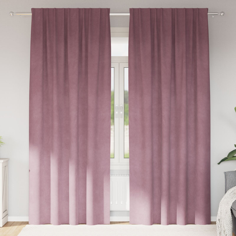 Curtains Polyester 140Cm Sound-Absorbing, 140cm Width x 225cm Drop, Pink