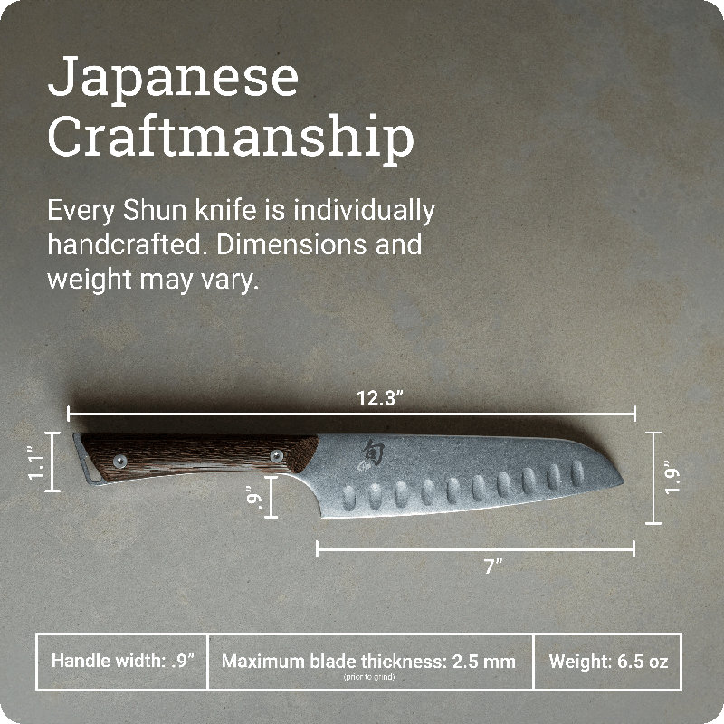 Couteau Shun Kanso de 7 po Shun Kanso, couteau japonais tout usage fabriqué à la main, lame en acier inoxydable AUS10A, poignée Tagayasan, outil de coupe japonais polyvalent pour les chefs professionnels et amateurs