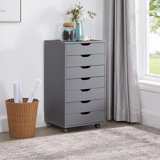 Modern 7 Spacious Drawer Unit Craft Storage Cabinet Makeup Organization, Grey