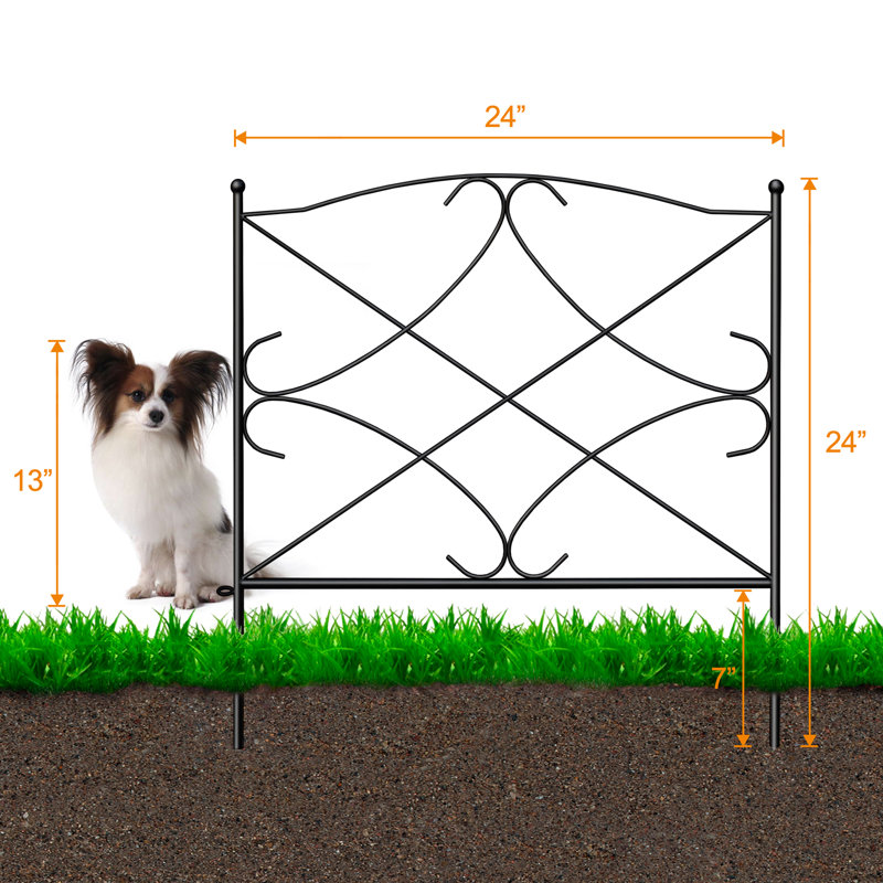 Bordure de jardin à 5 panneaux pour clôture de jardin pour chien H 24 po x L 10 pi, Noir