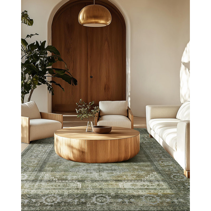Oriental Machine Washable Area Rug with Non-Slip Backing, Rectangle 80 x 150 cm, Sage
