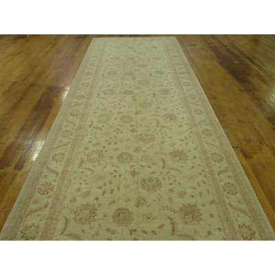 Huntingdon One-of-a-Kind 7'4" X 21'7" New Age Runner Wool Area Rug in Cream