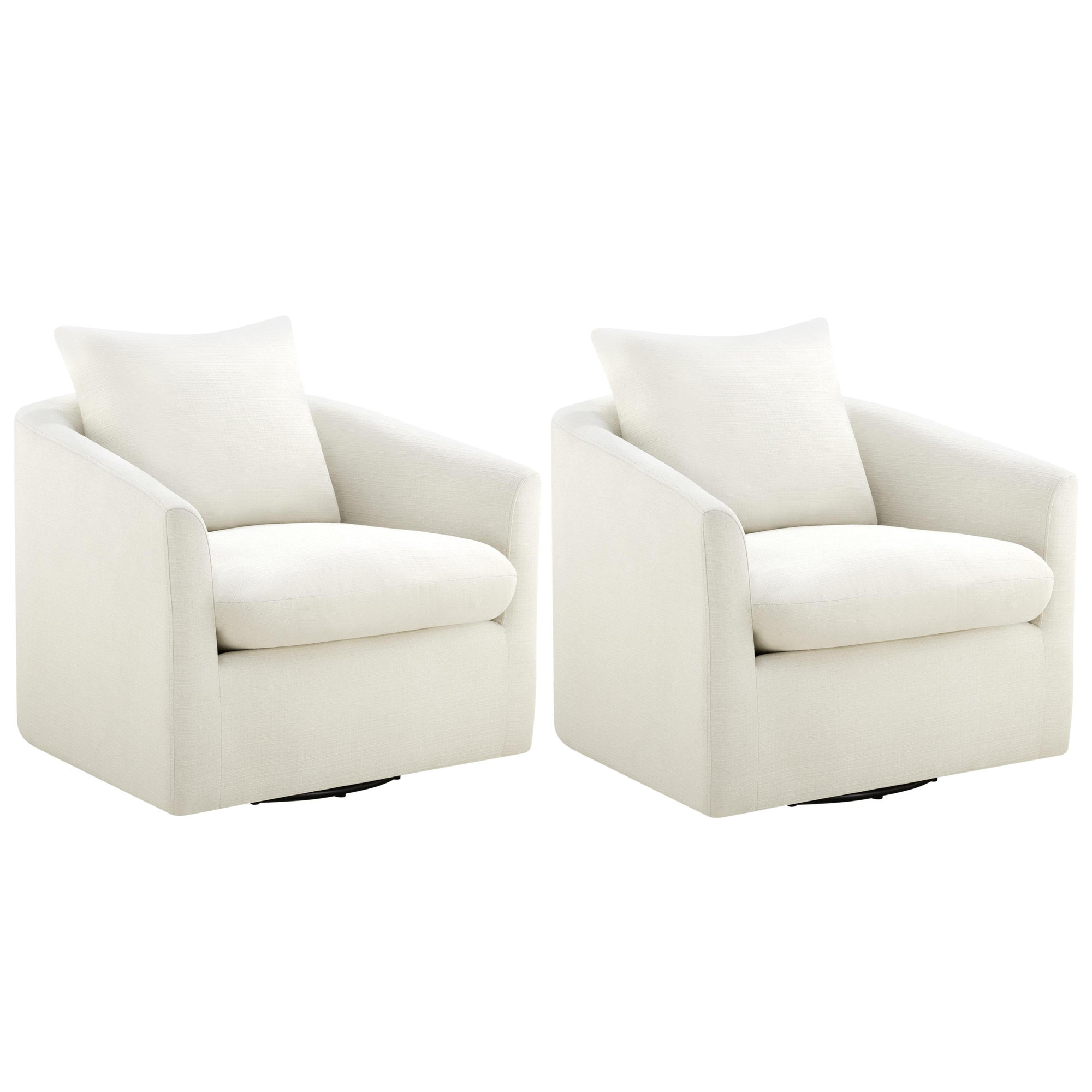 Menta Upholstered Swivel Accent Chair, Flannigan Cotton Tweed