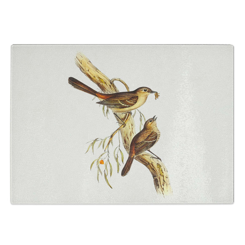 Tempered Glass Scrub Robin by Elizabeth Gould Chopping Board, 39 cm W x 28.5 cm L