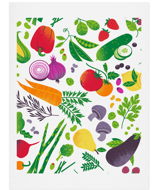 Art mural «Eat your fruits and veggies», H 10 po x l 8 po x P 0,12 po