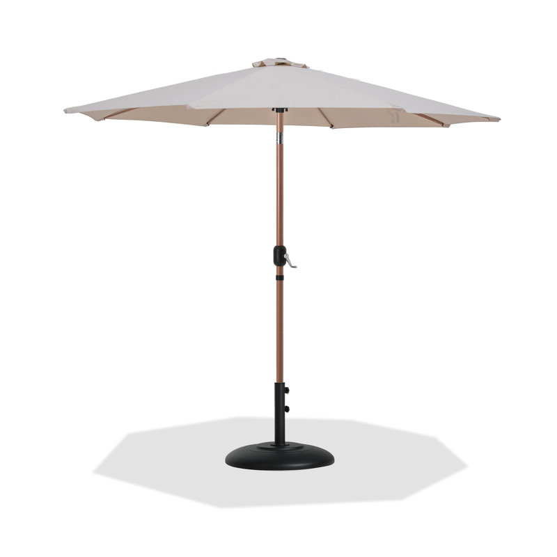 Chavelle Fabric / Aluminum Patio Umbrella With Base Sets, Teak, Beige