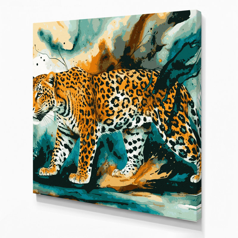 «Big Cats», art léopard sur toile beige, H 32 po x l 32 po