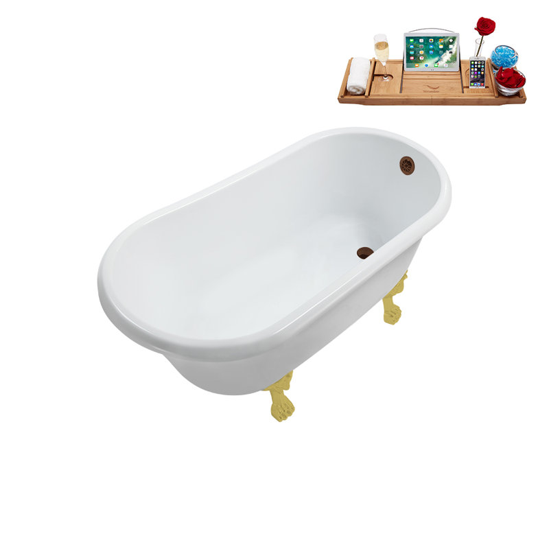57.5'' x 29.5'' Soaking Acrylic Bathtub, Brushed Gold, Matte Oil Rubbed Bronze
