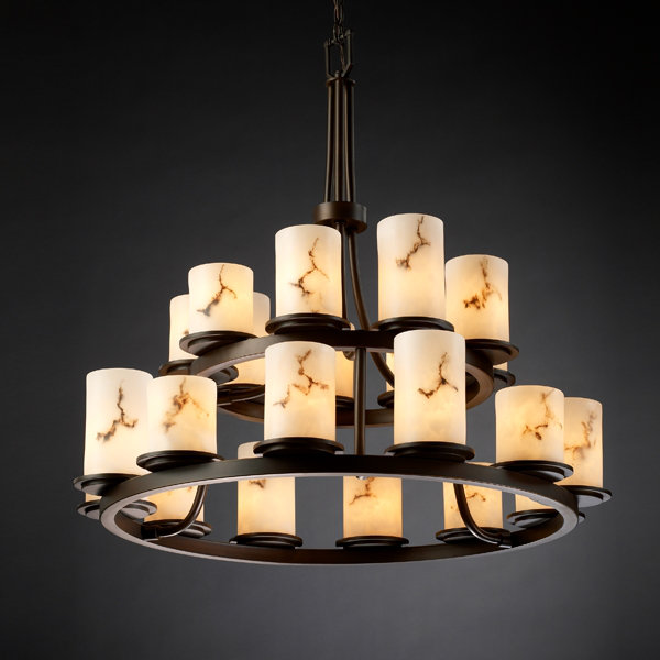 Lustre à niveaux 21 lumières ombré Aleynah, Bronze foncé