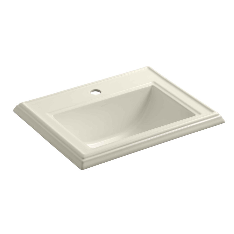 Lavabo de salle de bain rectangulaire encastré avec trop-plein Memoirs®, Amande, Simple