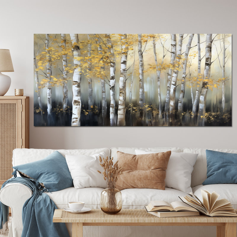 Bouleau Arendien forêt dense I - impression, Toile tendue, H 28 po x l 60 po, Sans cadre