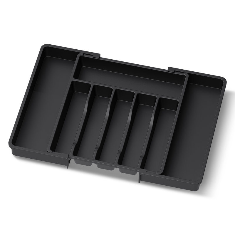 Koitcho Adjustable Flatware & Kitchen Utensils Drawer Organizer, Black