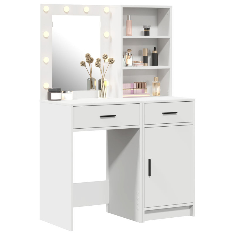 Dressing Table with Mirror, White