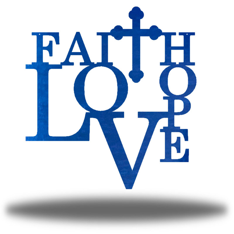 Art mural Faith Hope Love, H 24 po x l 24 po x P 0,6 po, Bleu