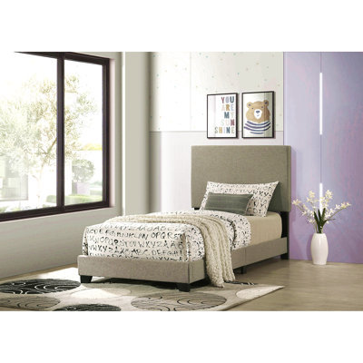 Lit simple tapissier Efram Taupe