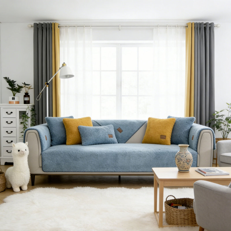 Polyester Box Cushion Sofa Slipcover