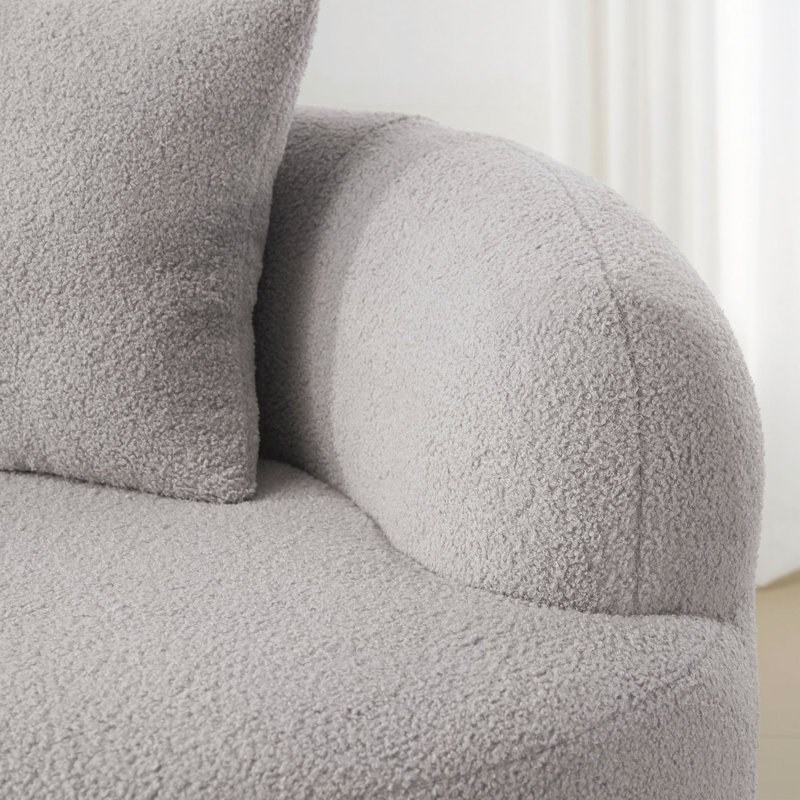Causeuse avec accoudoir rond, canapé à compression avec 2 coussins, canapé crème pour petit espace, salon, chambre à coucher, sans assemblage