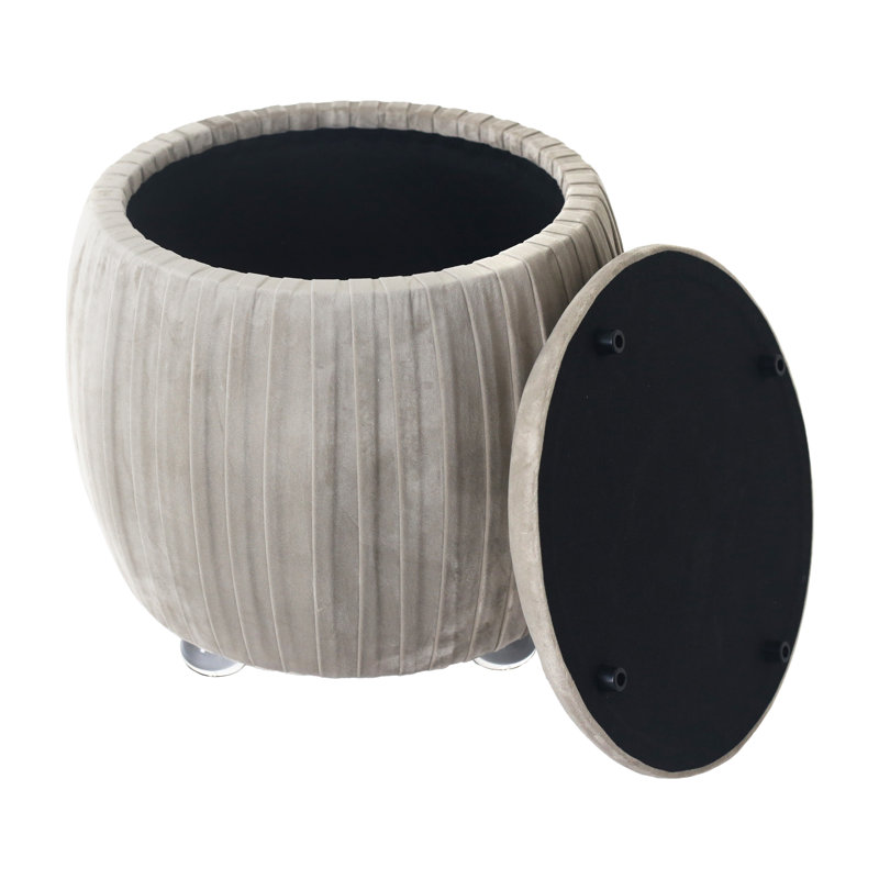 Sagebrook Home 19" Newry Black Velvet Storage Stool, Taupe