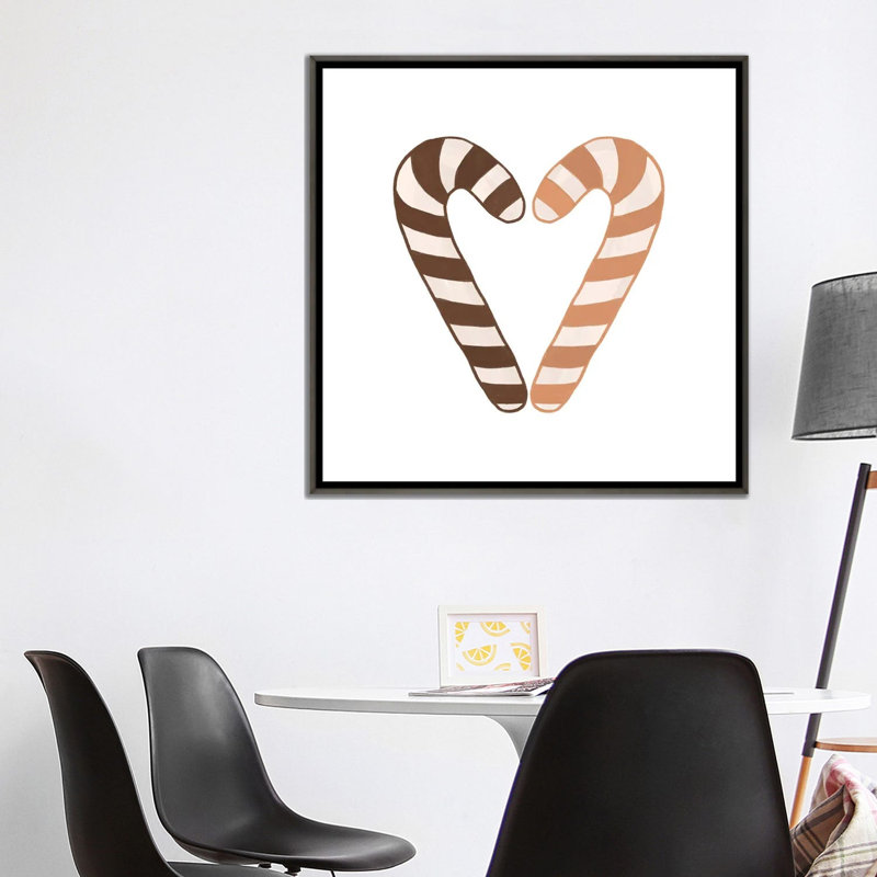 Cannes à bonbon par Orara studio-reproduction d’art, H 37 po x l 37 po x P 1,5 po, Cadre en bois rustique foncé, Pas de tapis