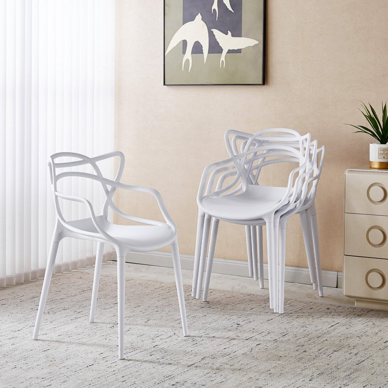 Chaise en plastique 4 pièces, Blanc