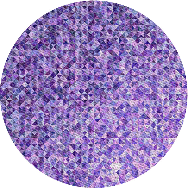 Bleu géométrique/rose Tapis décoratif, Rond 3 pi