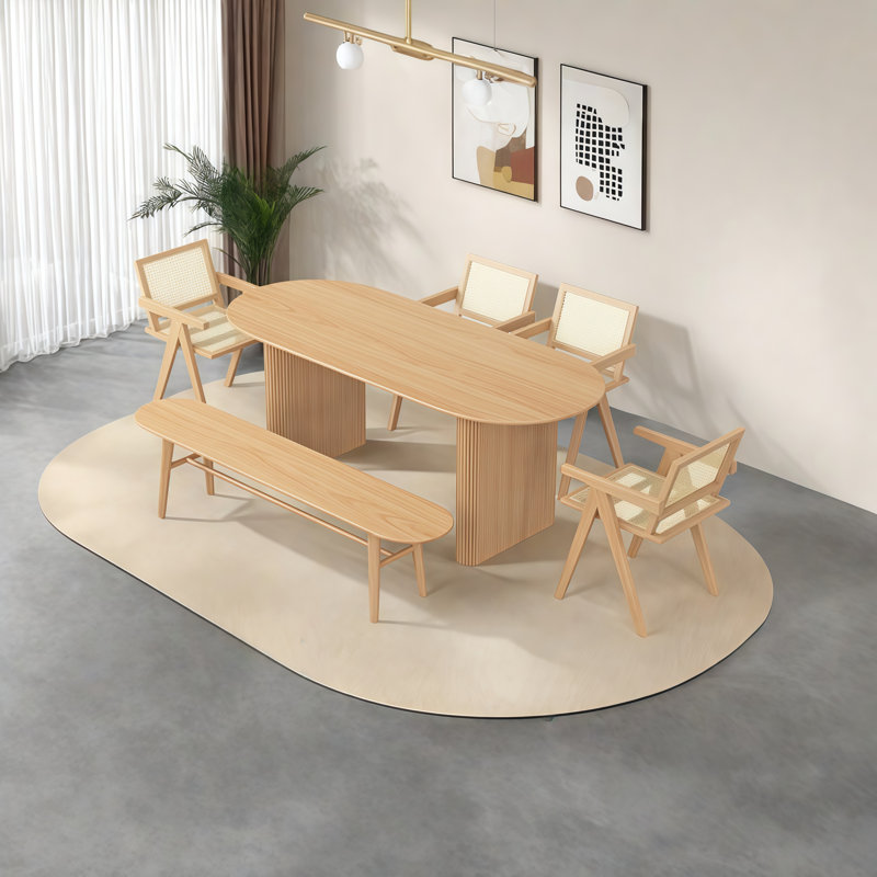 Table de salle à manger ovale en bois massif Burlywood, H 29,5 po x L 63 po x l 27,6 po