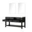 Meuble-lavabo double en chêne noir 60 po x 22 po - comptoir en quartz blanc et miroirs de 28 po à fermeture douce, quatre tiroirs et tablette ouverte pour rangement uni-1462716121