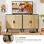Armoire de rangement Eilonwy Boho avec porte en rotin naturel et tablettes réglables-112680850